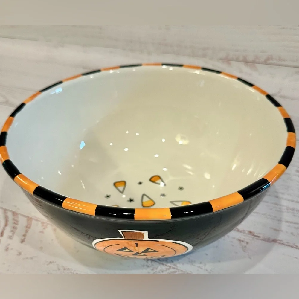 Mary Engelbreit Vintage 10” Jack O’ Lantern Ceramic Halloween Candy Bowl